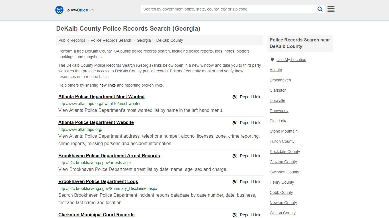 DeKalb County Police Records Search (Georgia) - County Office