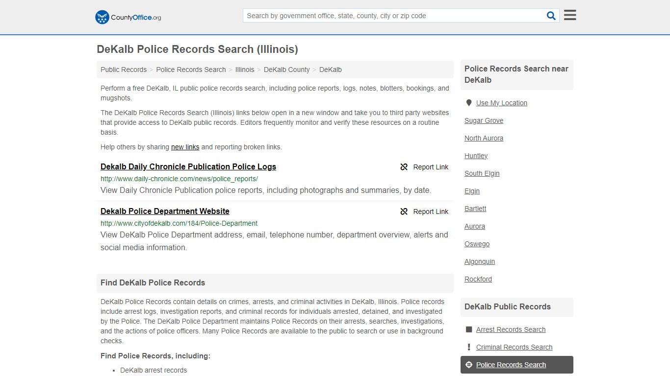 DeKalb Police Records Search (Illinois) - County Office