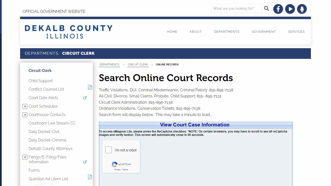 Search Online Court Records - DeKalb County, Illinois